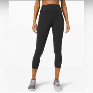 Lululemon Invigorate High-Rise Crop 23" Black Training Workout Athletic Wz 12